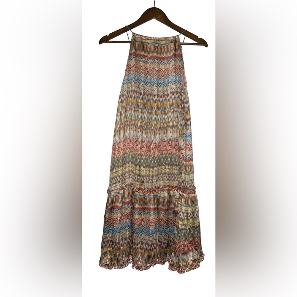 Ces Femme Bari Women Midi Dress Keyhole Front L Boho Hippie Festive Multicolored